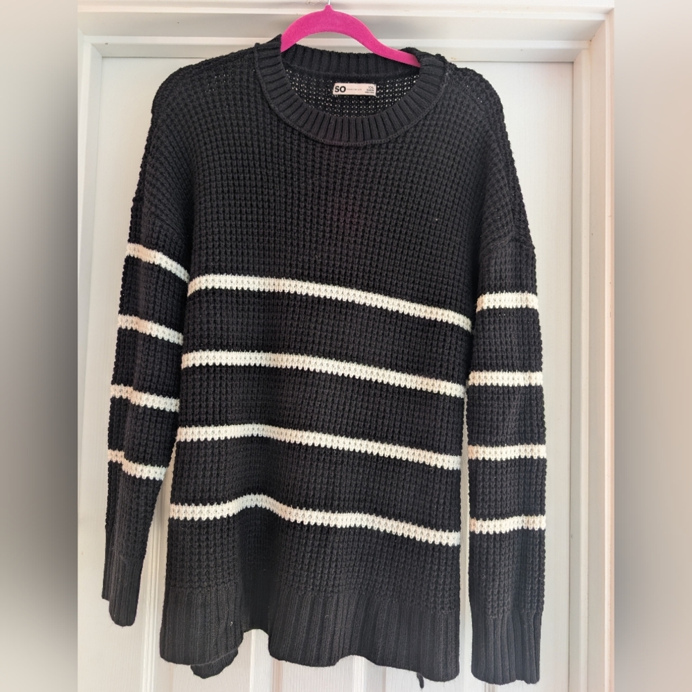 SO Black and White Crew Neck Sweater